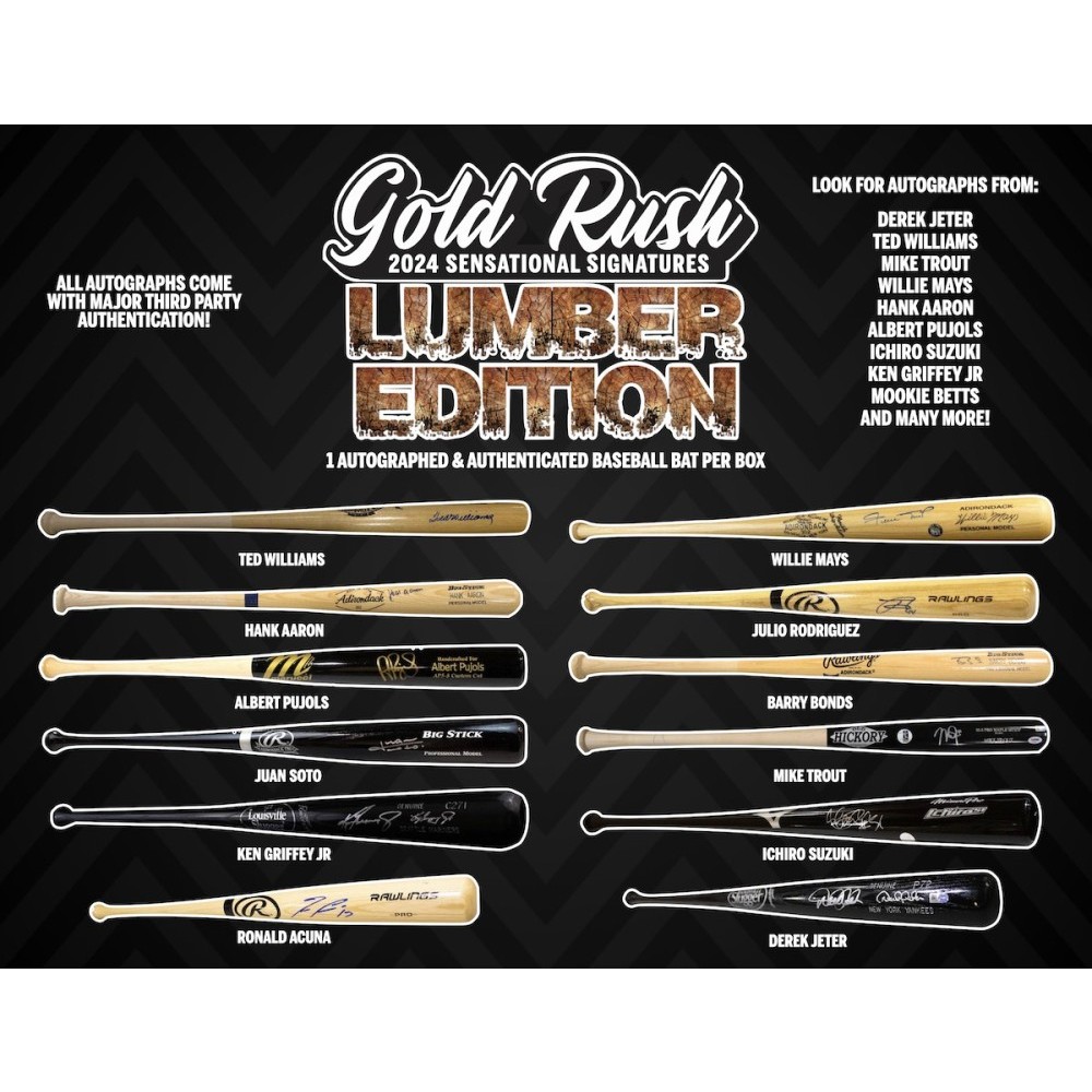 2024 Gold Rush Sensational Signatures Lumber Baseball Bat Box Steel