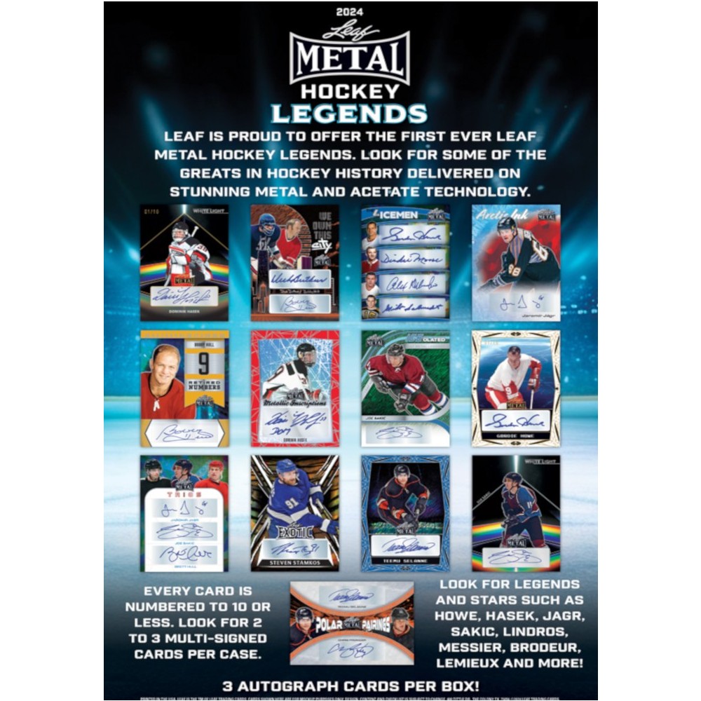 2024 Leaf Metal Hockey Legends Hobby 20Box Case Steel City Collectibles