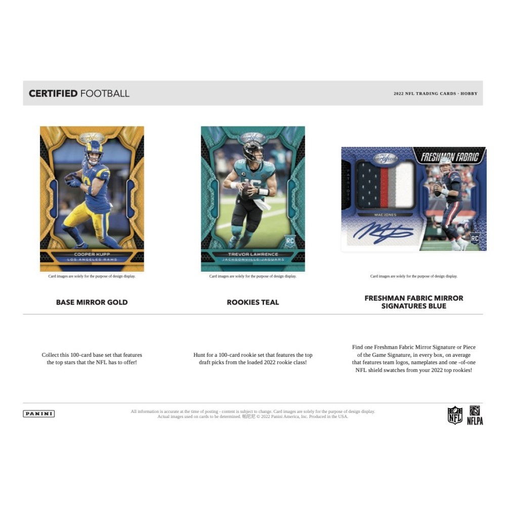 2022 Panini Certified Football 1st Off The Line FOTL Hobby Box