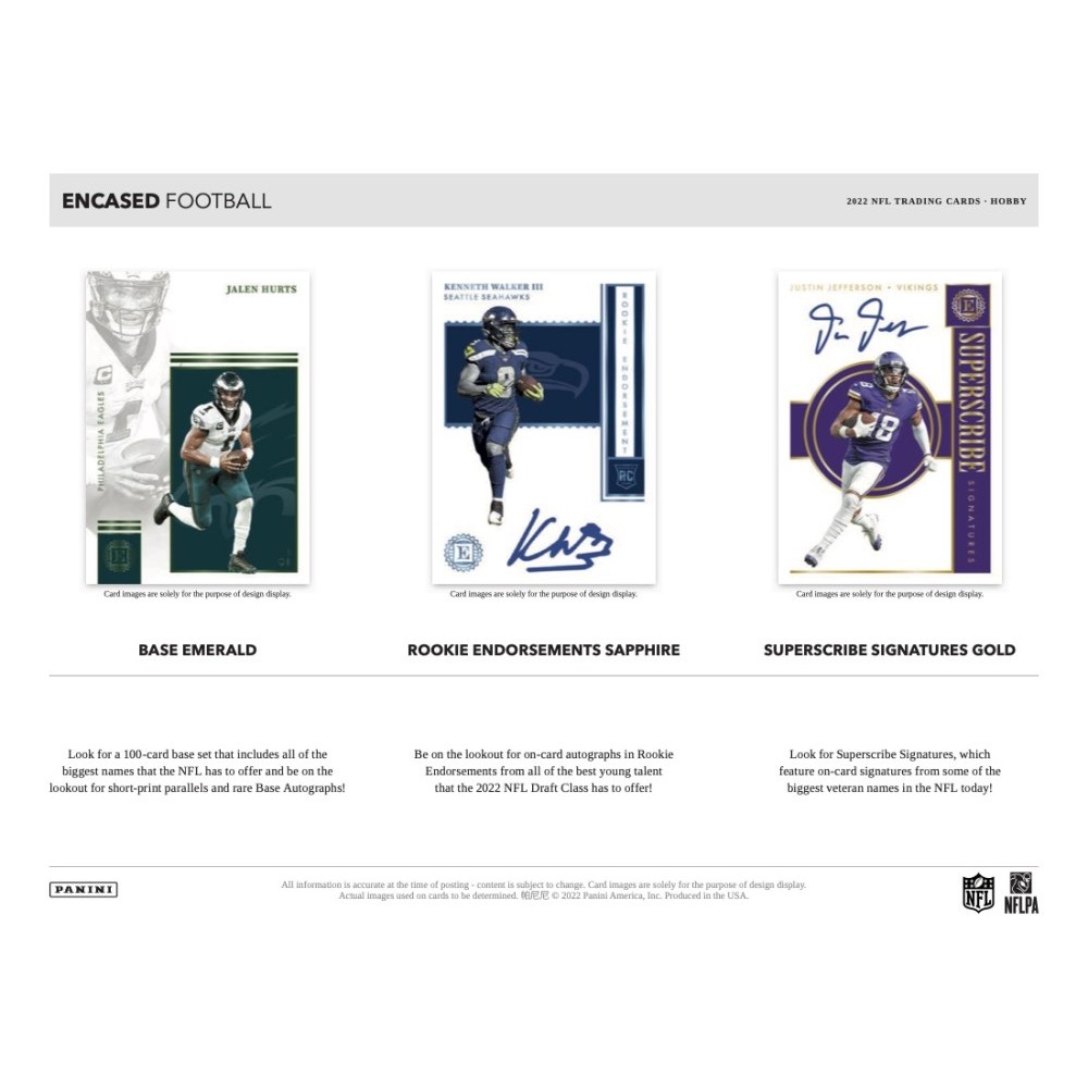 2022 Panini Encased Football Checklist, Set Details, Box Reviews