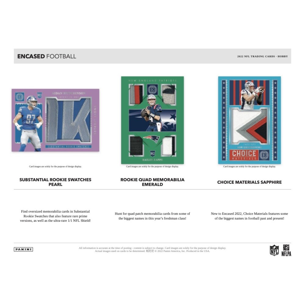 2022 Panini Encased Football Checklist, Set Details, Box Reviews