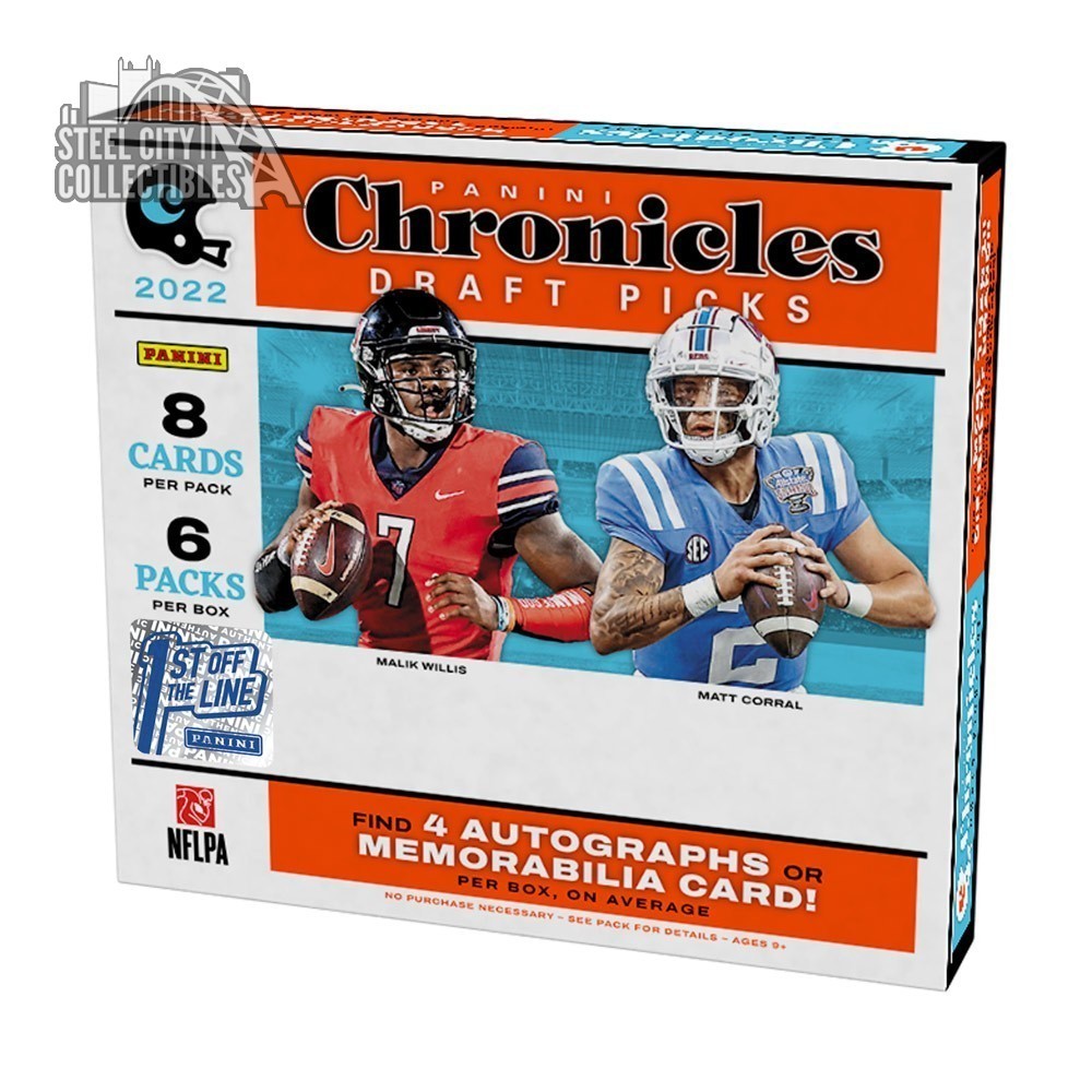 2023 Panini Chronicles Draft Picks Football Hobby Box (6 Packs/8 Cards: 3  Autos, 1 Mem)