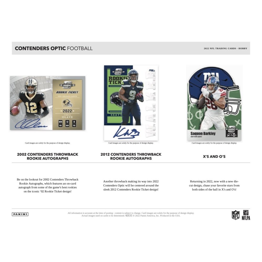 2022 Panini Contenders Optic Football Checklist Set Details, Boxes