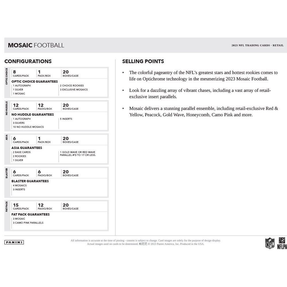2020 Panini Mosaic Football No Huddle Hobby Hybrid Box Random
