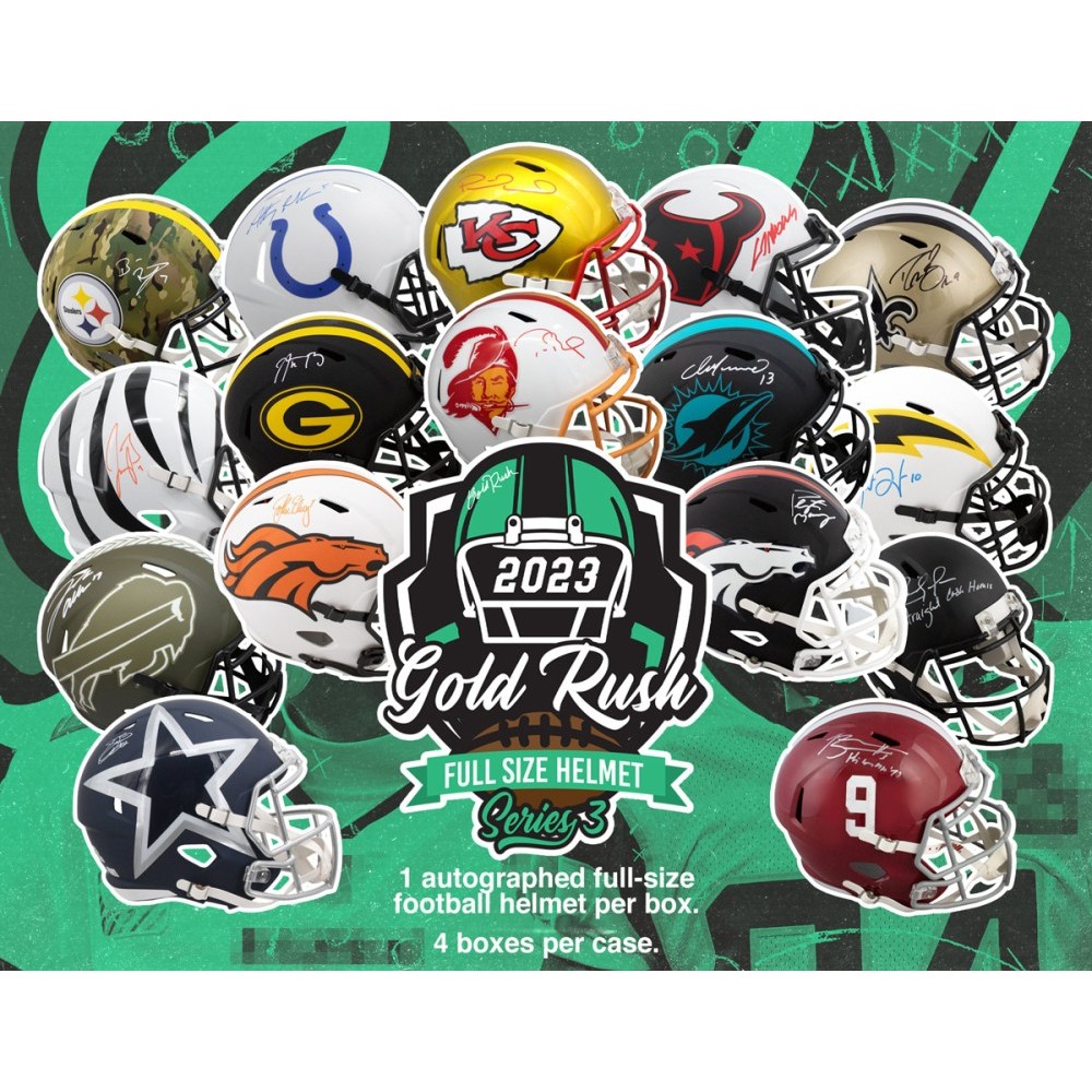 2023 Gold Rush Autographed Full-Size Football Helmet Series 3 4-Box Case