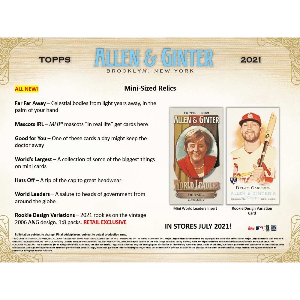 2021 Topps Allen and Ginter Washington Nationals Baseball Cards Team Set