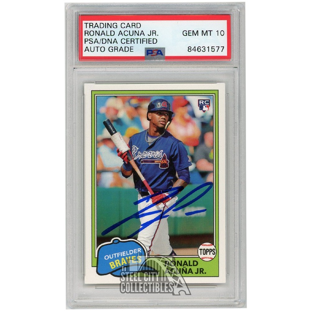 Ronald Acuna Jr 2019 Topps Throwback Thursday Autographed Rookie Card  #CA-12 - PSA/DNA 10