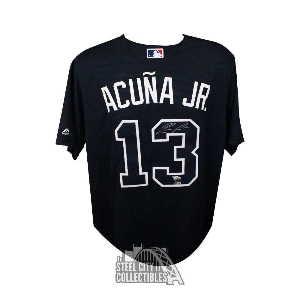 Ronald Acuna Jr. Autographed Atlanta Braves Navy Majestic Baseball Jersey -  Fanatics