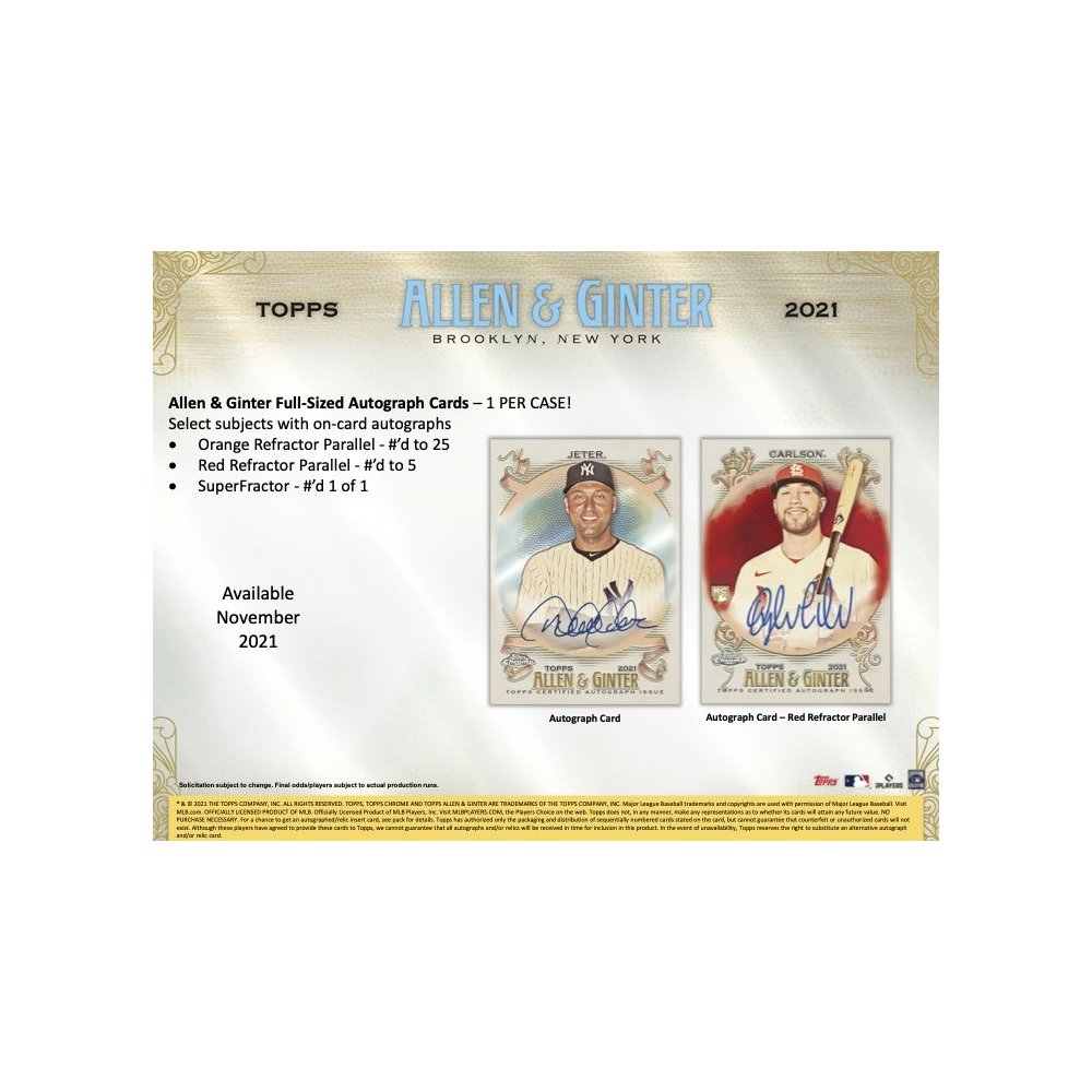 2021 Topps Allen & Ginter Chrome Baseball Hobby Box