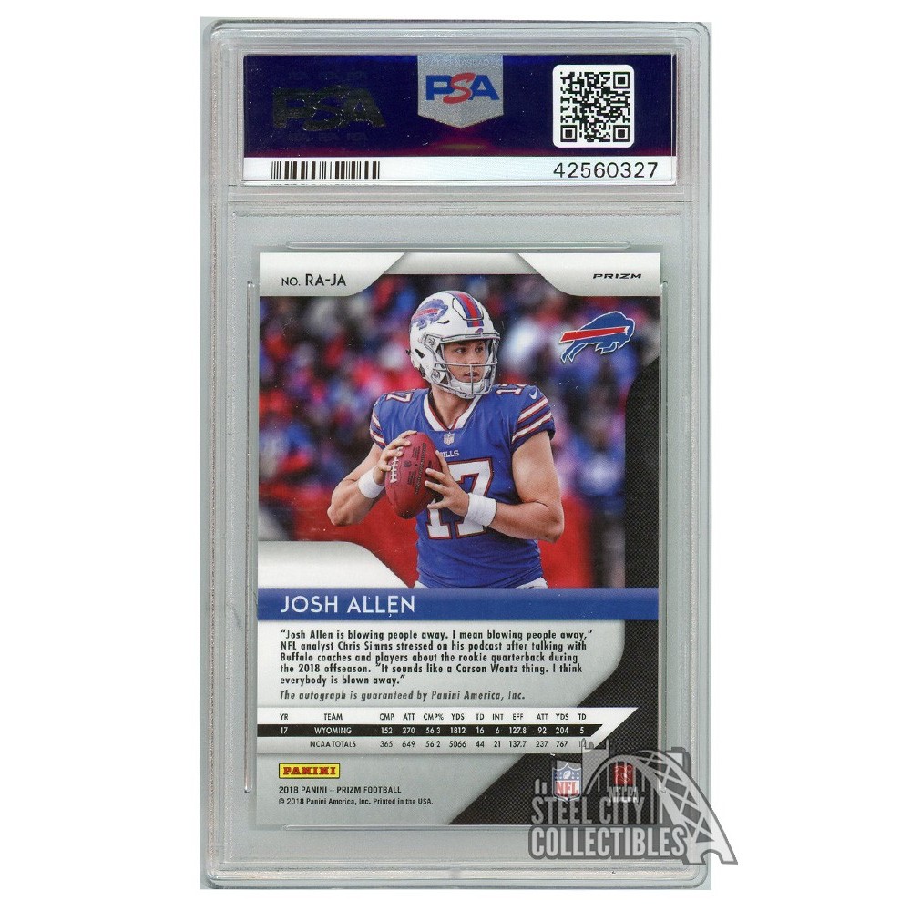 2018 PANINI LIMITED JOSH ALLEN SIGNED ROOKIE AUTO PATCH JERSEY