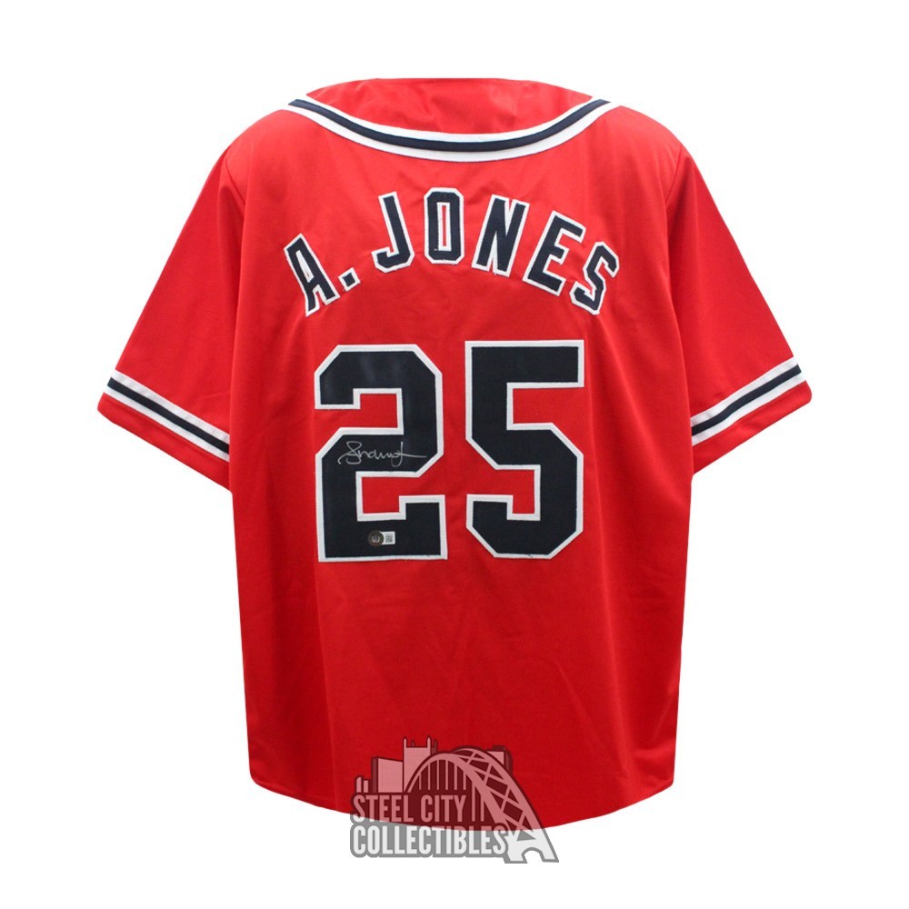 Andruw Jones signed Atlanta Braves Majestic Alternate Red Jersey JSA