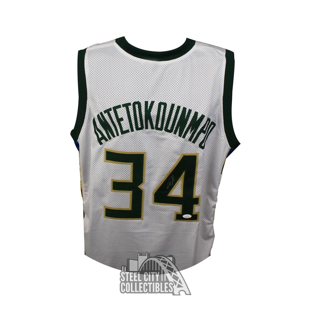 Giannis Antetokounmpo Autographed Milwaukee Custom No City White Basketball Jersey - JSA