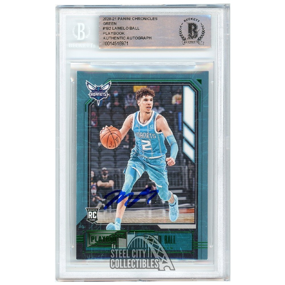 LaMelo Ball 2020-21 Panini Chronicles Playbook Green Autograph RC Card #192  BAS