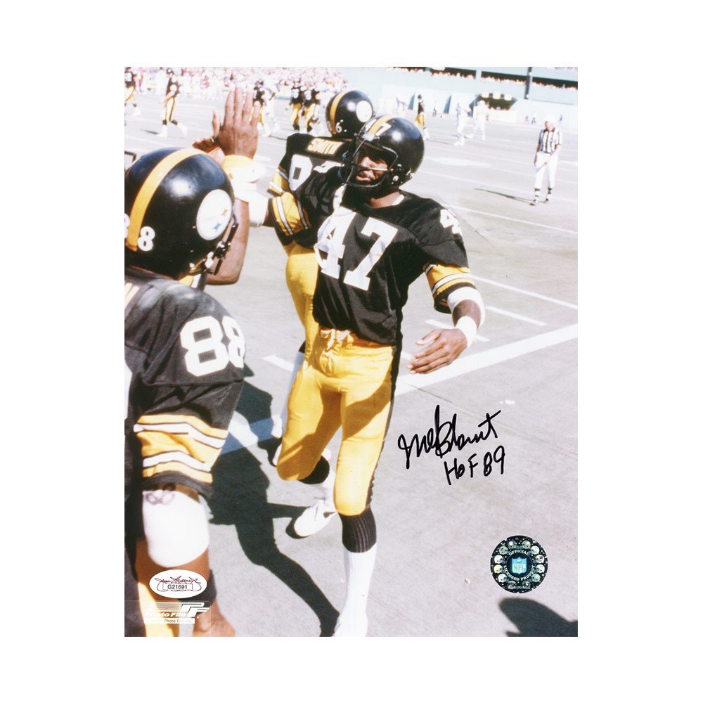 Mel Blount Autographed HOF Pittsburgh Steelers 8x10 Photo (White