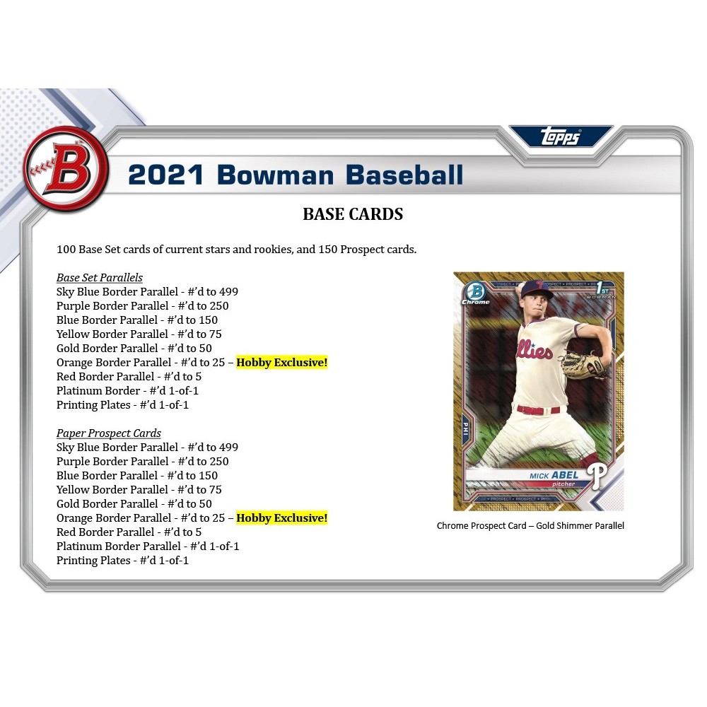 2021 Bowman Baseball Hobby 12-Box Case | Steel City Collectibles