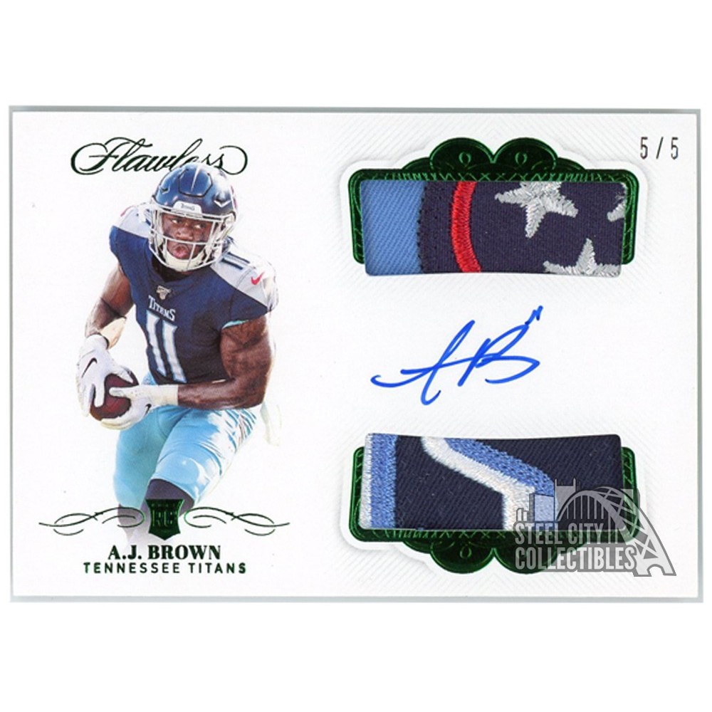 AJ Brown 2019 Panini Flawless Emerald Dual Patch Autograph Rookie Card ...