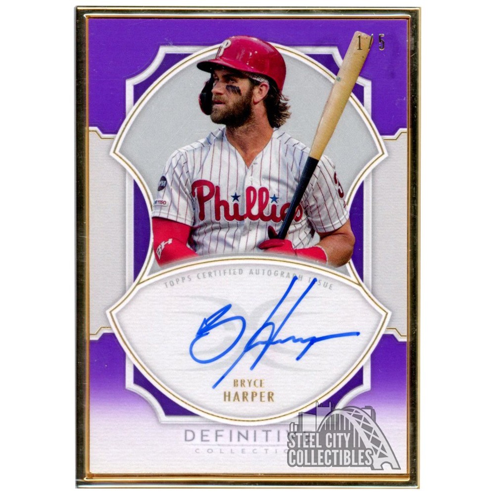 Bryce Harper 2020 Topps Definitive Framed Purple Autograph Card #DCFA