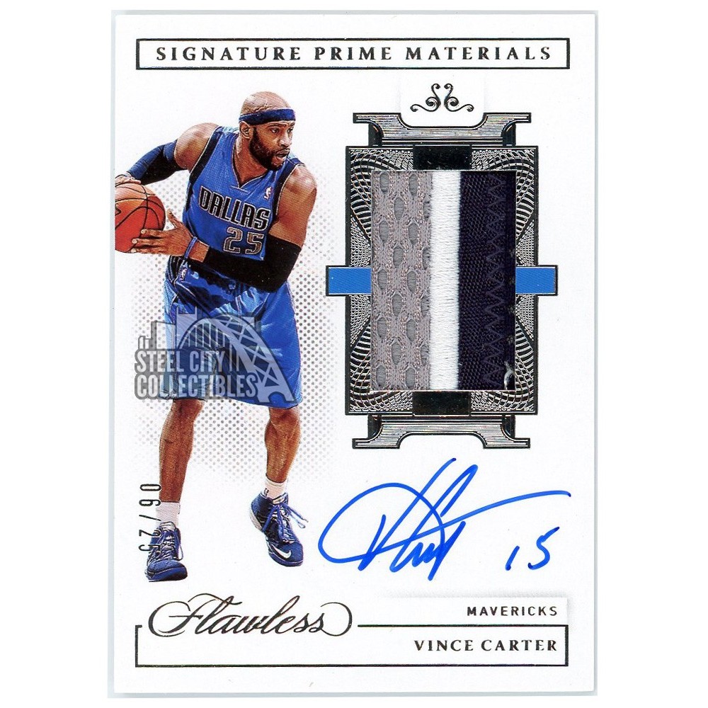 Vince Carter 2020-21 Panini Flawless Prime Materials Patch Autograph Card  06/25 #SPM-VIN