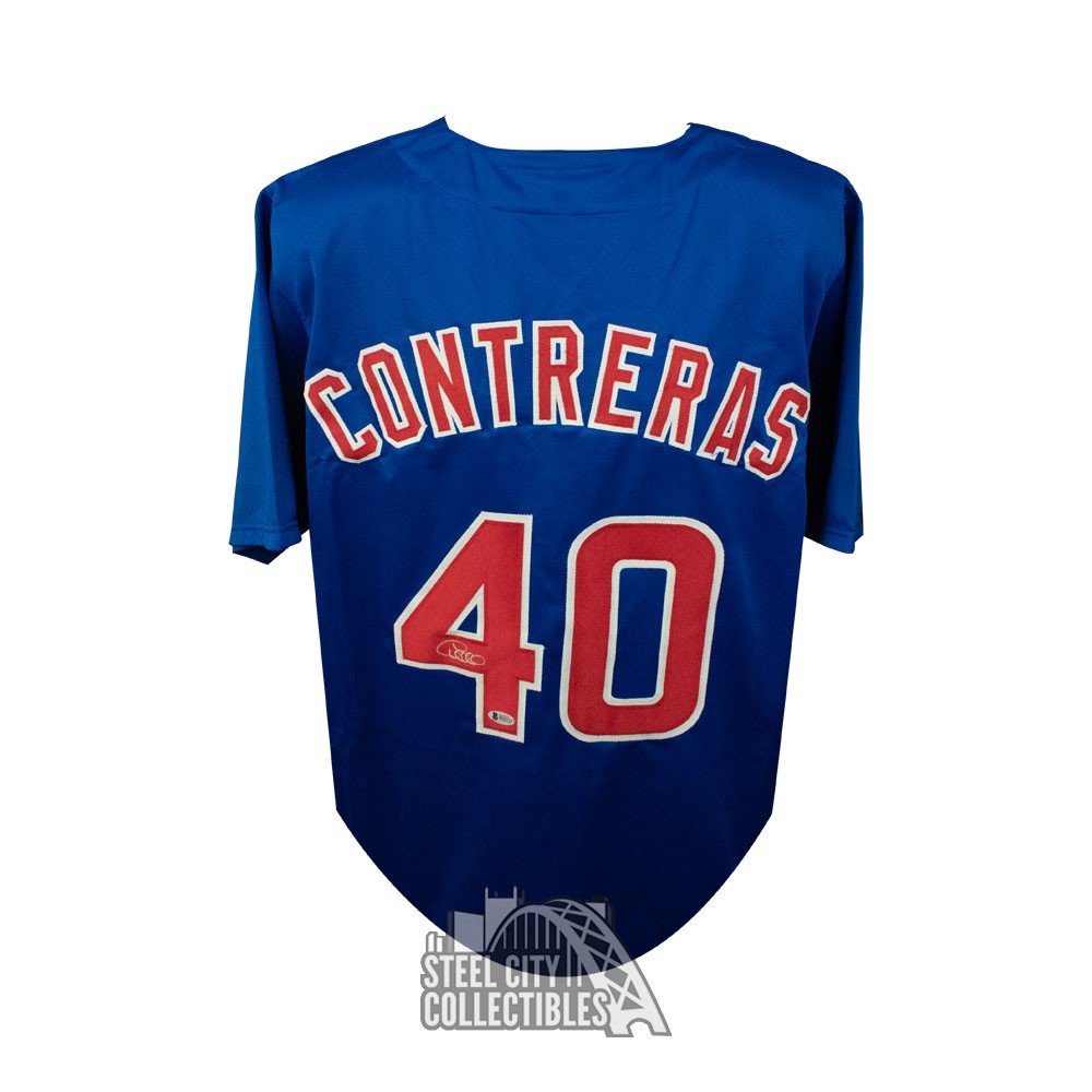 Willson Contreras Autographed Chicago Custom Blue Baseball Jersey