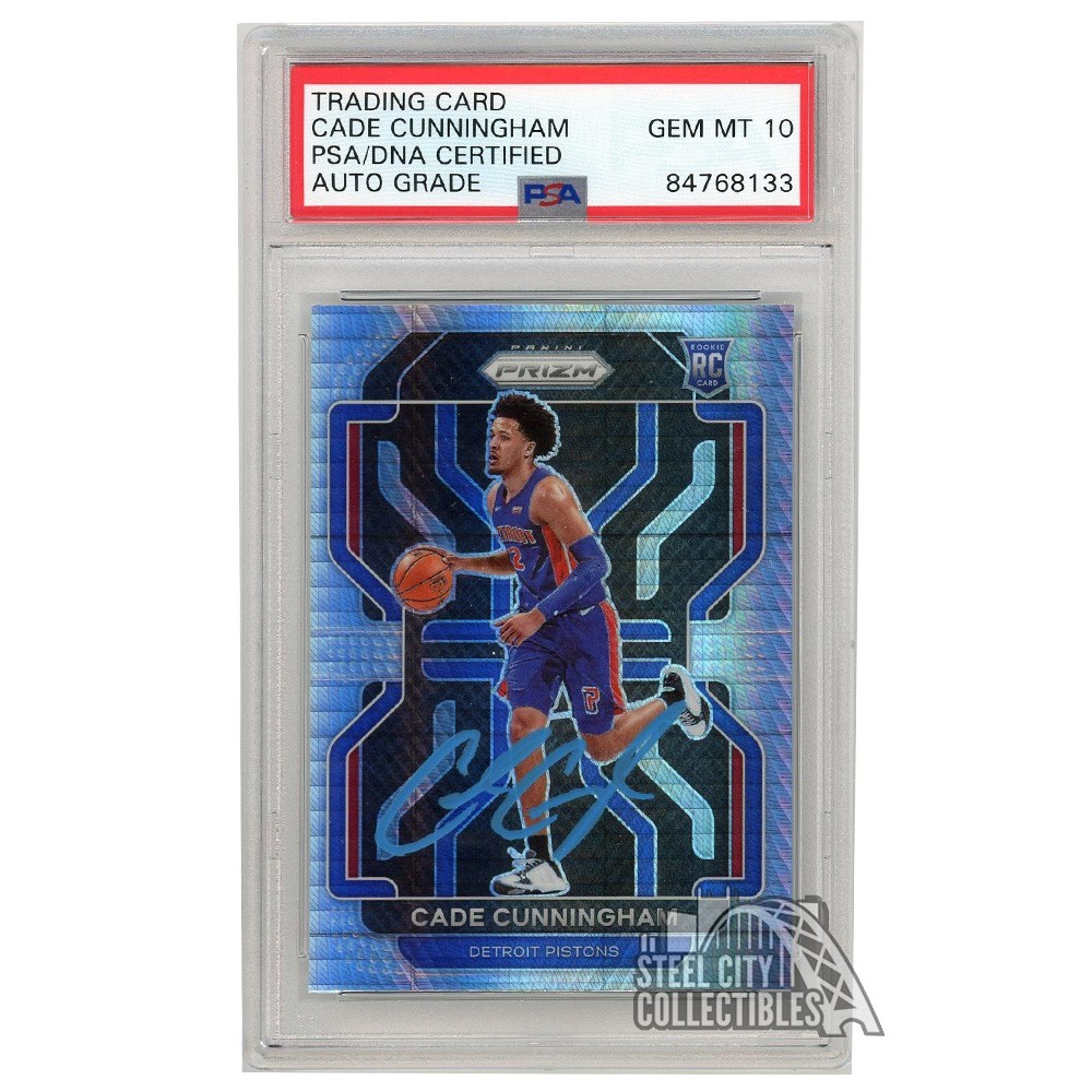 Cade Cunningham 2021-22 Panini Prizm Hyper Autograph RC Card #282 PSA/DNA  10 (Light Blue)