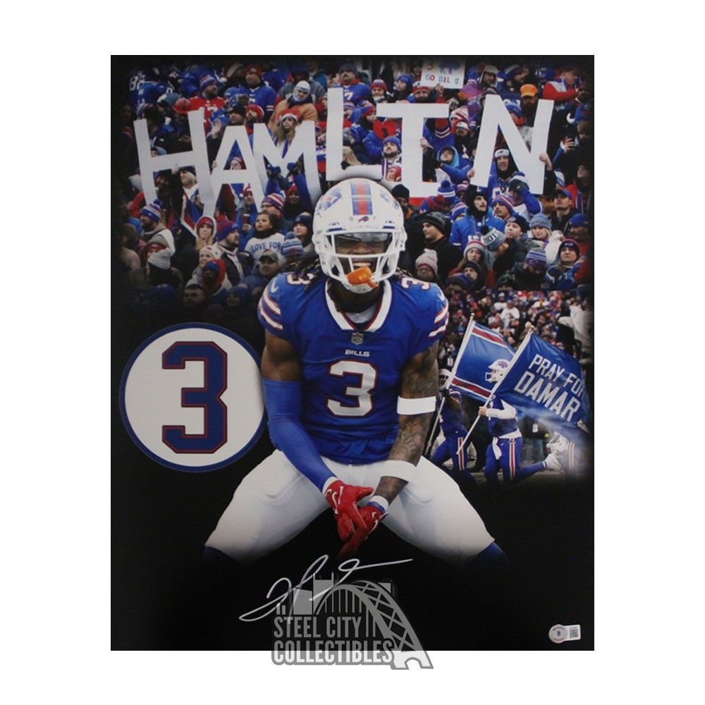 Damar Hamlin Autographed Buffalo Custom Blue Football Jersey - BAS