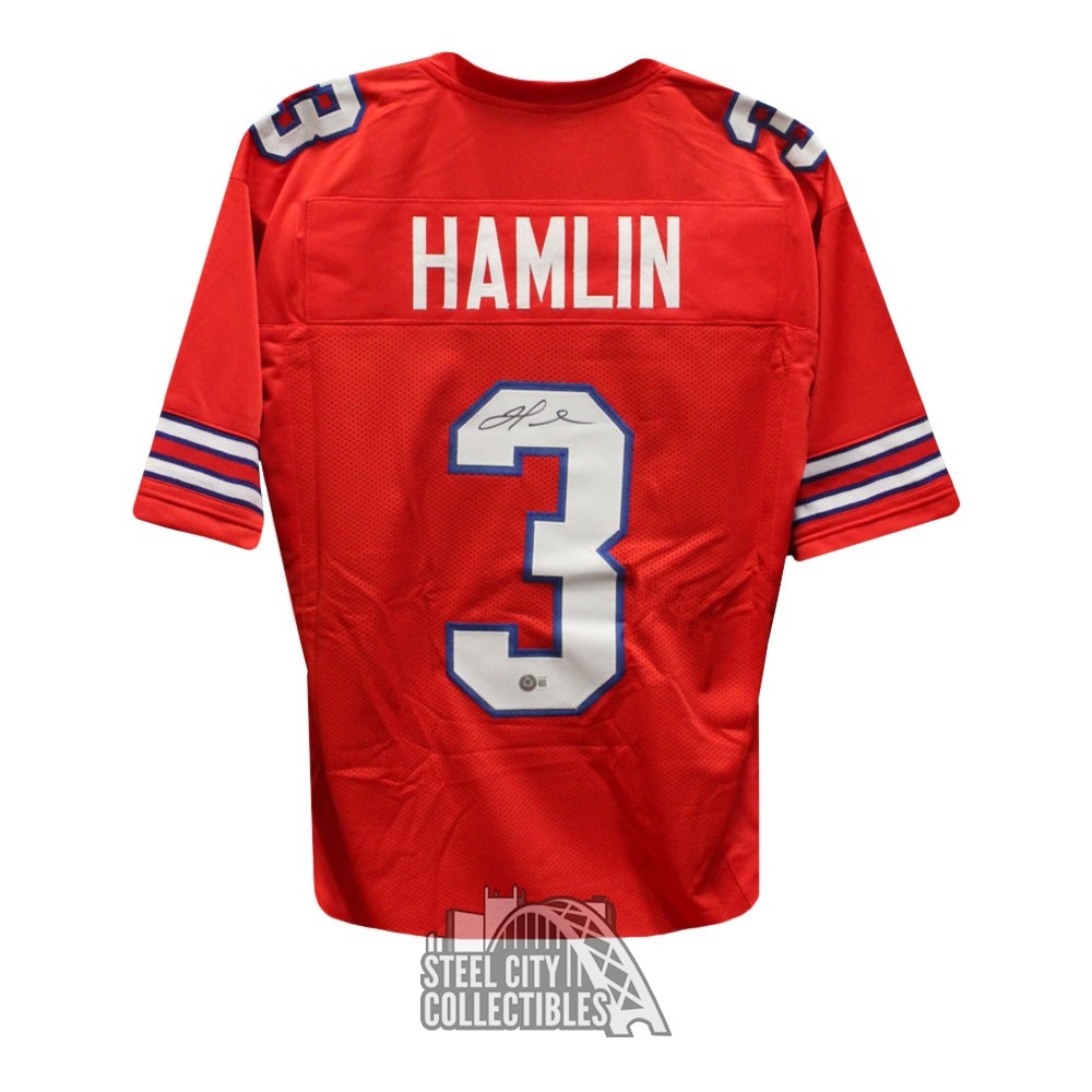 Damar Hamlin Autographed Buffalo Custom Red Football Jersey - BAS ...