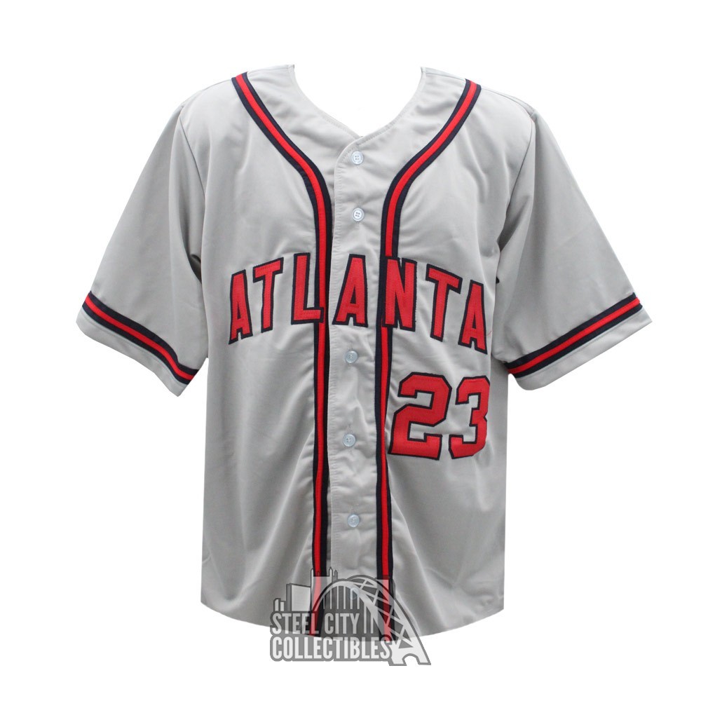 Dave Justice Autographed Atlanta Custom Gray Baseball Jersey - BAS
