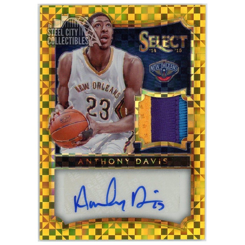 Anthony Davis 2014-15 Panini Select Prizms Gold Patch Autograph Card 02 ...