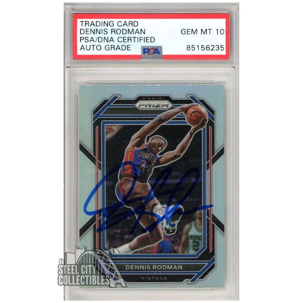 Dennis Rodman 2022-23 Panini Prizm Silver Autograph Card #291 PSA/DNA 10