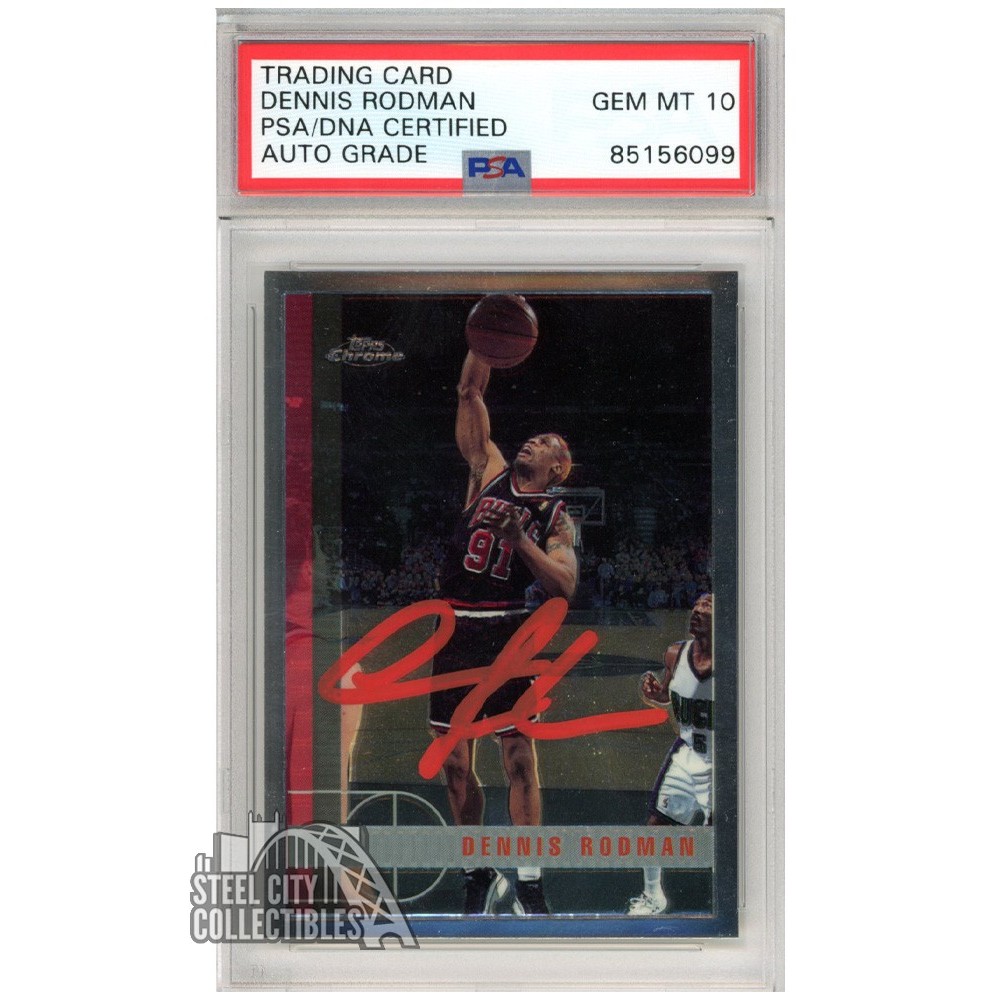 Dennis Rodman 1998-99 Topps Chrome Autograph Card #106 PSA/DNA 10 (Red ...