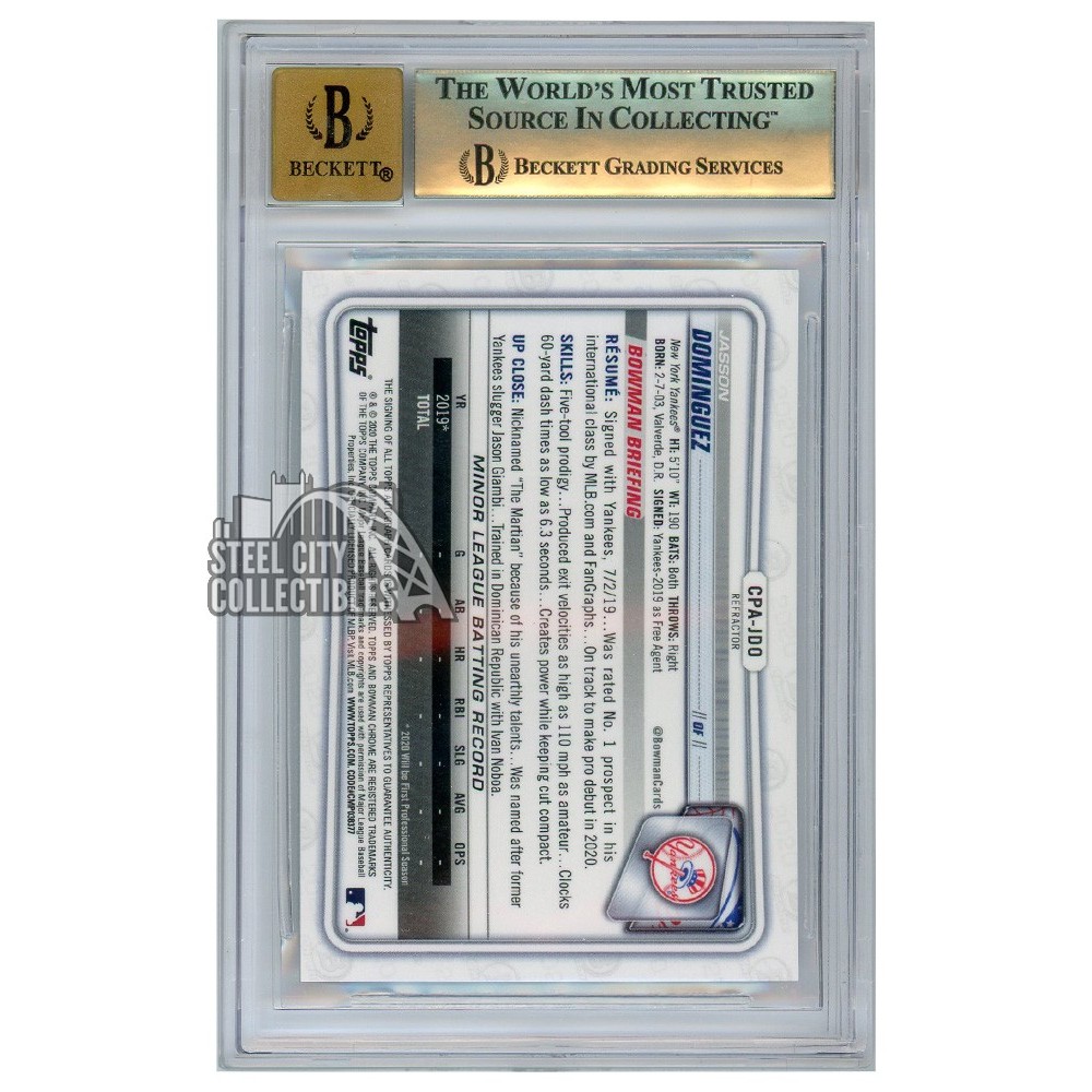 PSAcard on X: Is this THE most significant single baseball card produced  in 2020? ✓ The Bowman 1/1 Superfractor of Yankees teenage mega-prospect Jasson  Dominguez finally surfaced on social media just this