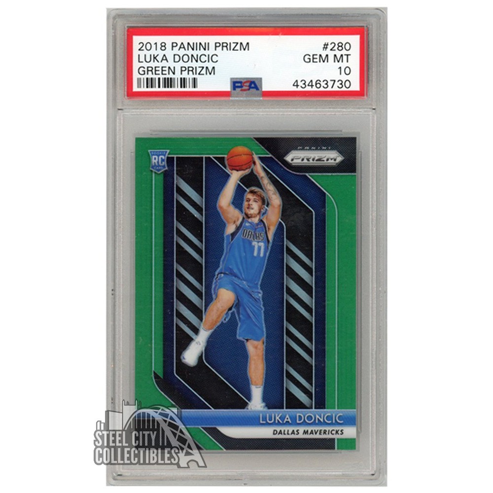 Luka Doncic 2018 19 Panini Prizm Green Rookie Card 280 Psa 10 Steel