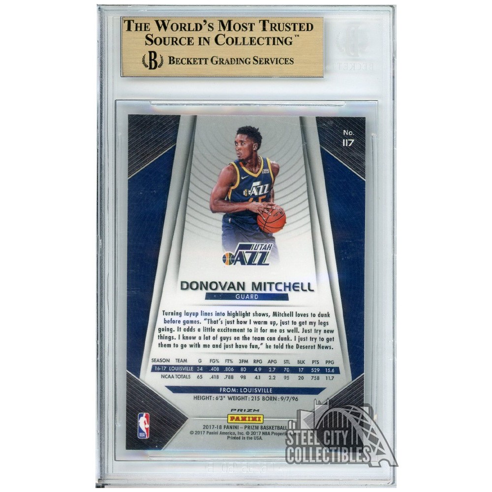 Donovan Mitchell 2017-18 Panini Prizm Silver Rookie Card #117 BGS 9.5 GEM  MINT