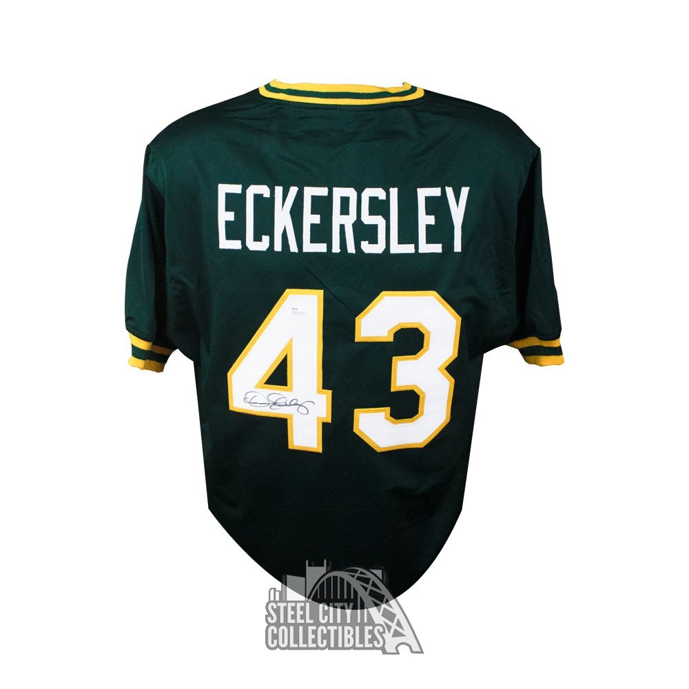 Autographed/Signed Dennis Eckersley Oakland Green Baseball Jersey