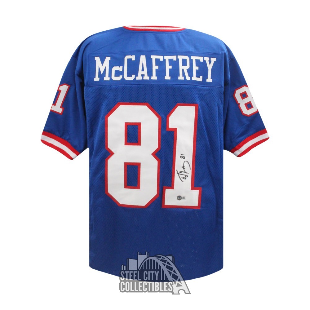 Ed McCaffrey Autographed New York Custom Blue Football Jersey - BAS