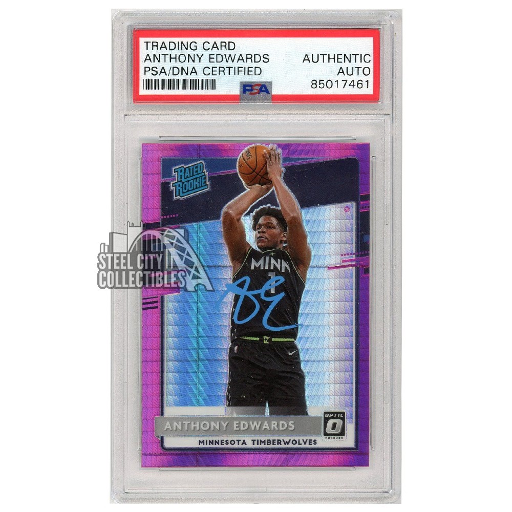 Anthony Edwards 2020 21 Panini Donruss Optic Rated Rookie Hyper Pink Autograph Card 151 Psadna 