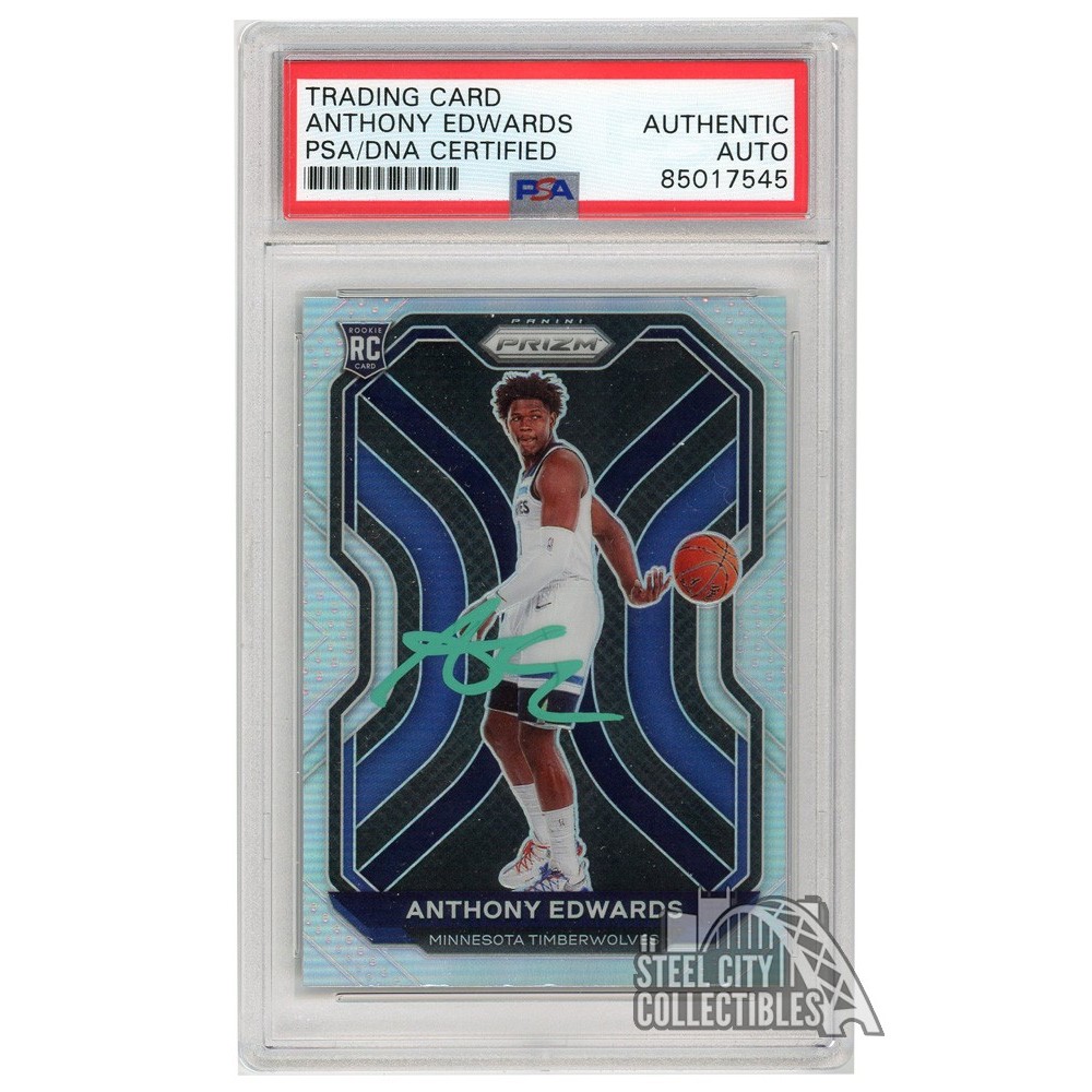 Anthony Edwards 2020-21 Panini Prizm Silver Autograph RC Card #258 PSA/DNA  (Teal)