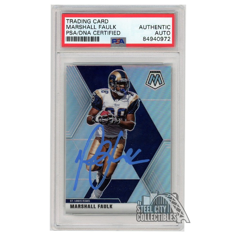 Marshall Faulk 2020 Panini Mosaic Silver Autograph Card #121 PSA