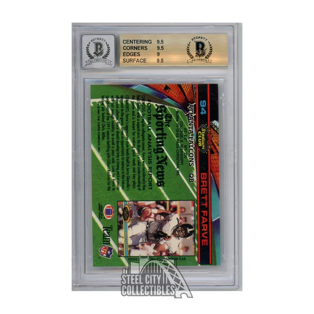 Brett Favre 1991 Topps Stadium Club RC Autograph Card #94 PSA/DNA 10 (Green  Ink)