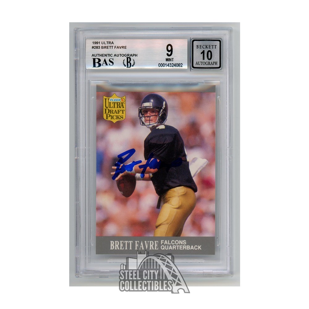 Brett Favre 1991 Fleer Ultra Autograph Rookie Card #283 BGS 9 BAS 10