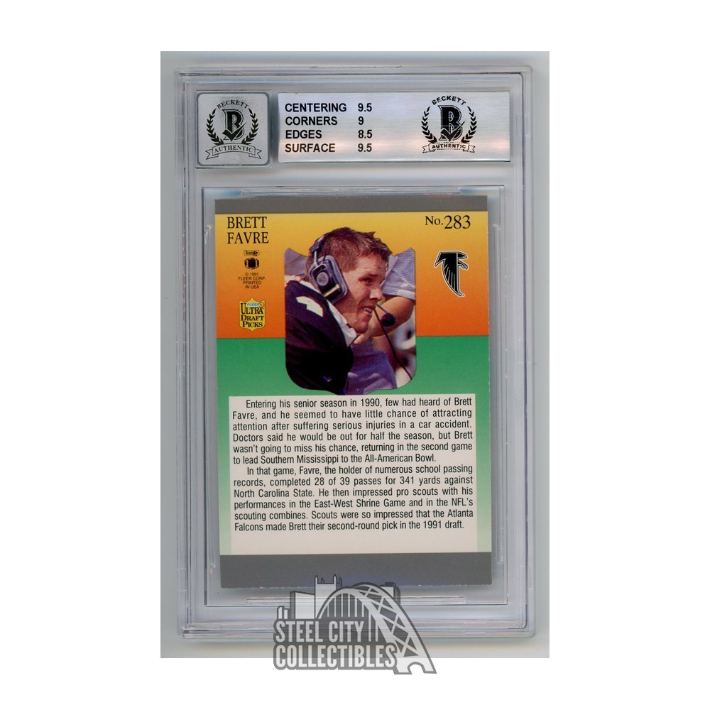 Brett Favre 1991 Fleer Ultra Autograph Rookie Card #283 BGS 9 BAS 10