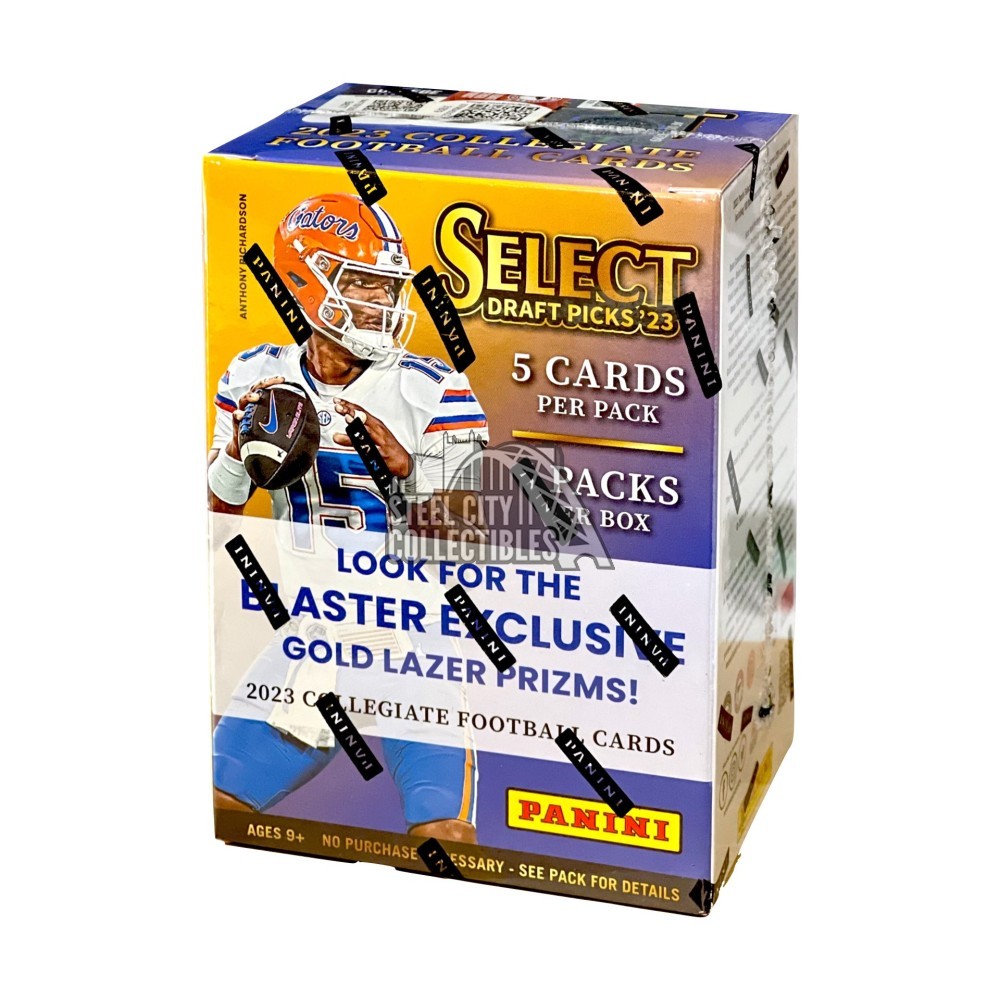 2023 Panini Select Draft Picks Football 6-Pack Blaster Box (Gold Lazer  Prizms)