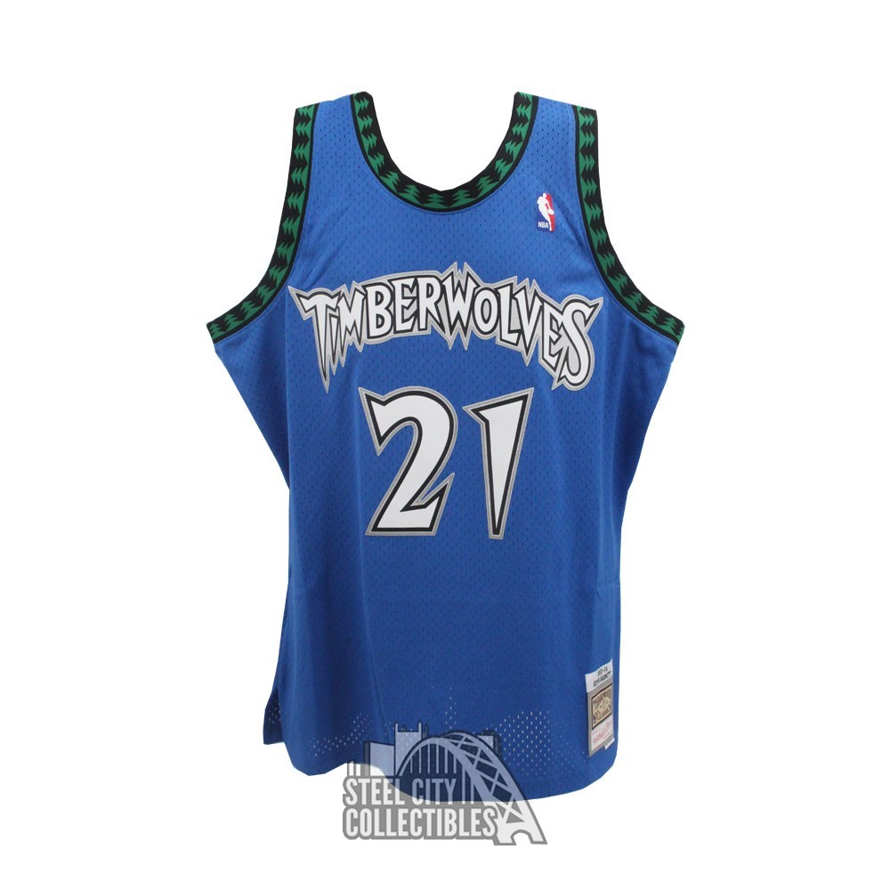 Kevin Garnett Autographed Minnesota Timberwolves Blue Mitchell & Ness XL Basketball Jersey - BAS