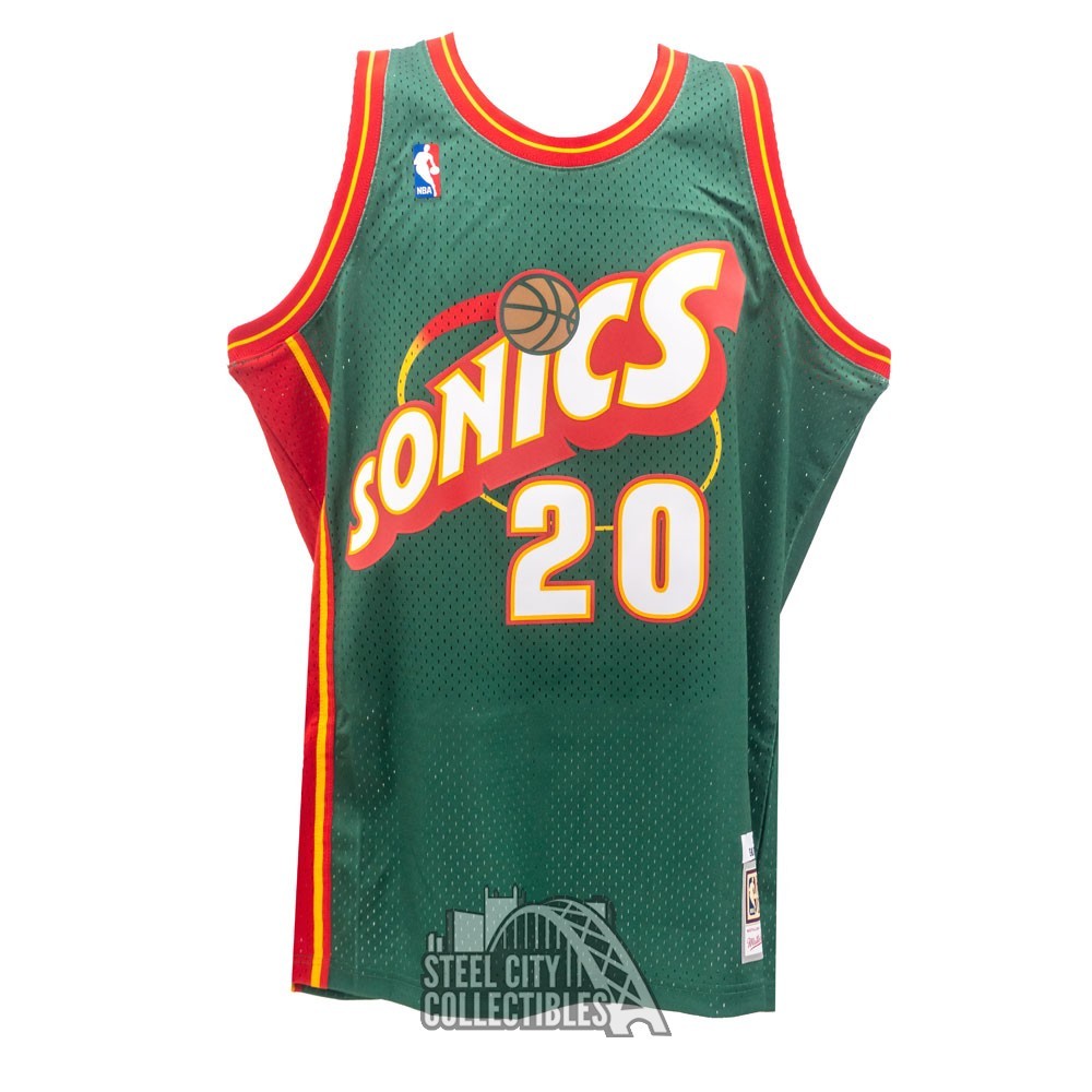 Gary Payton Autographed Seattle Mitchell & Ness Green Basketball Jersey (Large) - BAS