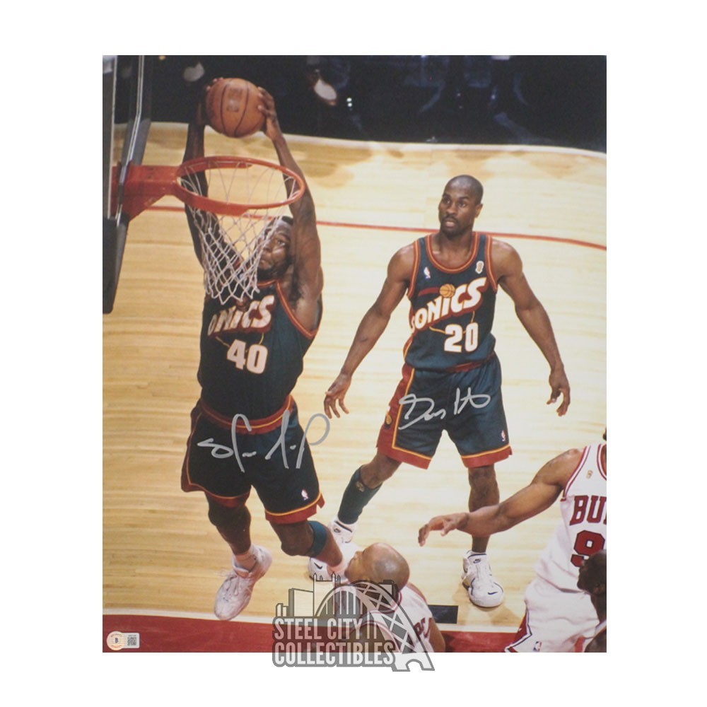 Shawn Kemp Autographed Cleveland Mitchell & Ness Black Basketball Jersey  (XL) - BAS