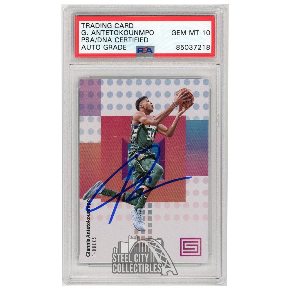 Giannis Antetokounmpo 2017-18 Panini Status Autograph Card #50 PSA/DNA ...