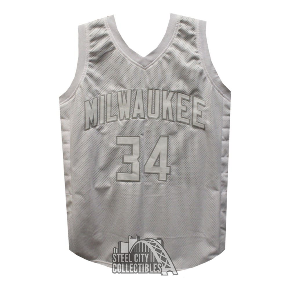 Giannis Antetokounmpo Autographed Milwaukee Custom White on White Basketball Jersey - BAS