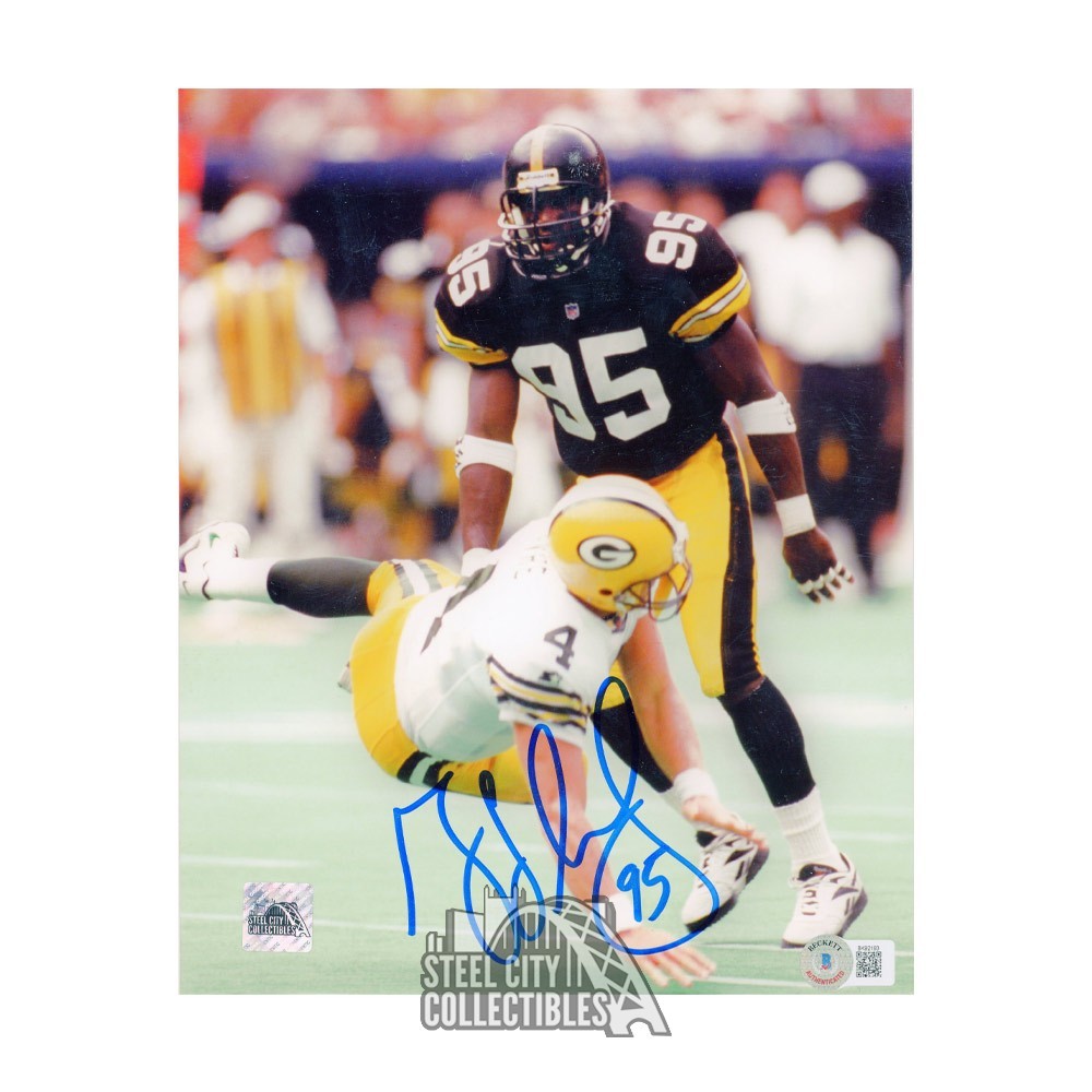 Pittsburgh Steelers #95 Greg Lloyd Signed Framed Away Action 8x10 Photo