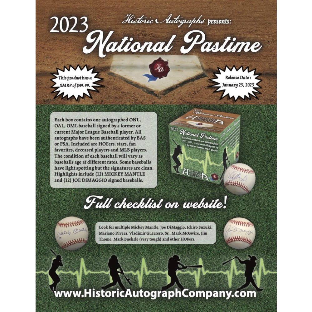 2023 Historic Autographs National Pastime Baseball 24Box Case Steel