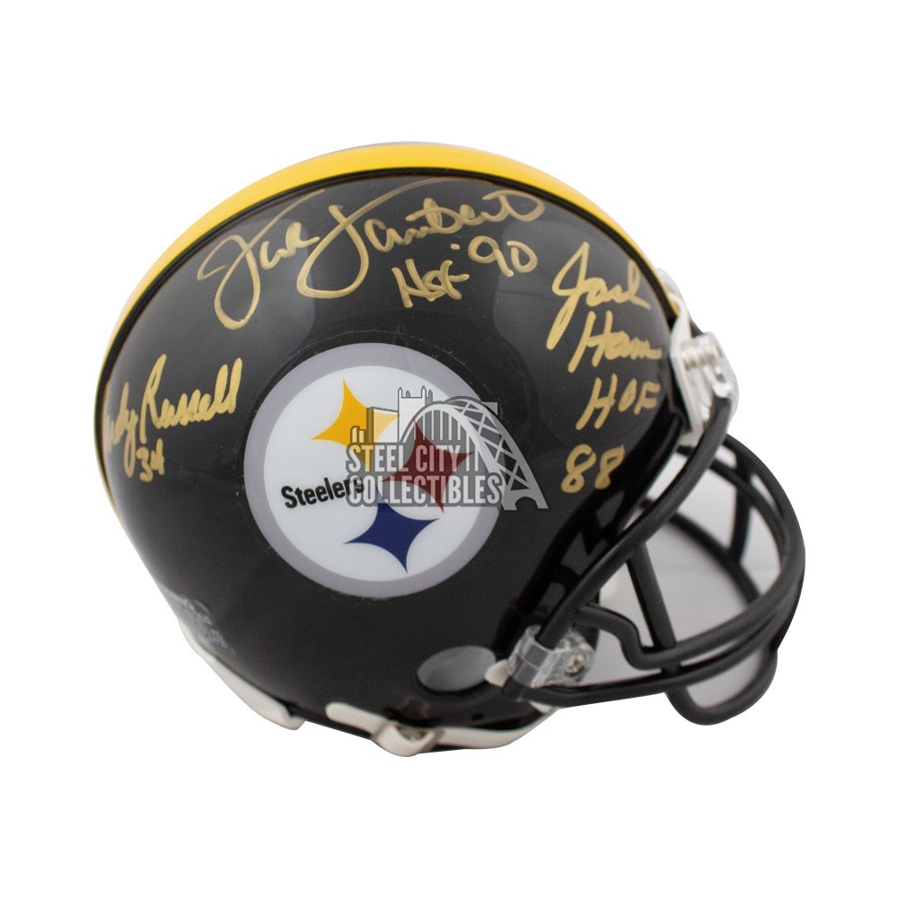 Jack Ham Jack Lambert Andy Russell Autographed Steelers Mini Helmet JSA